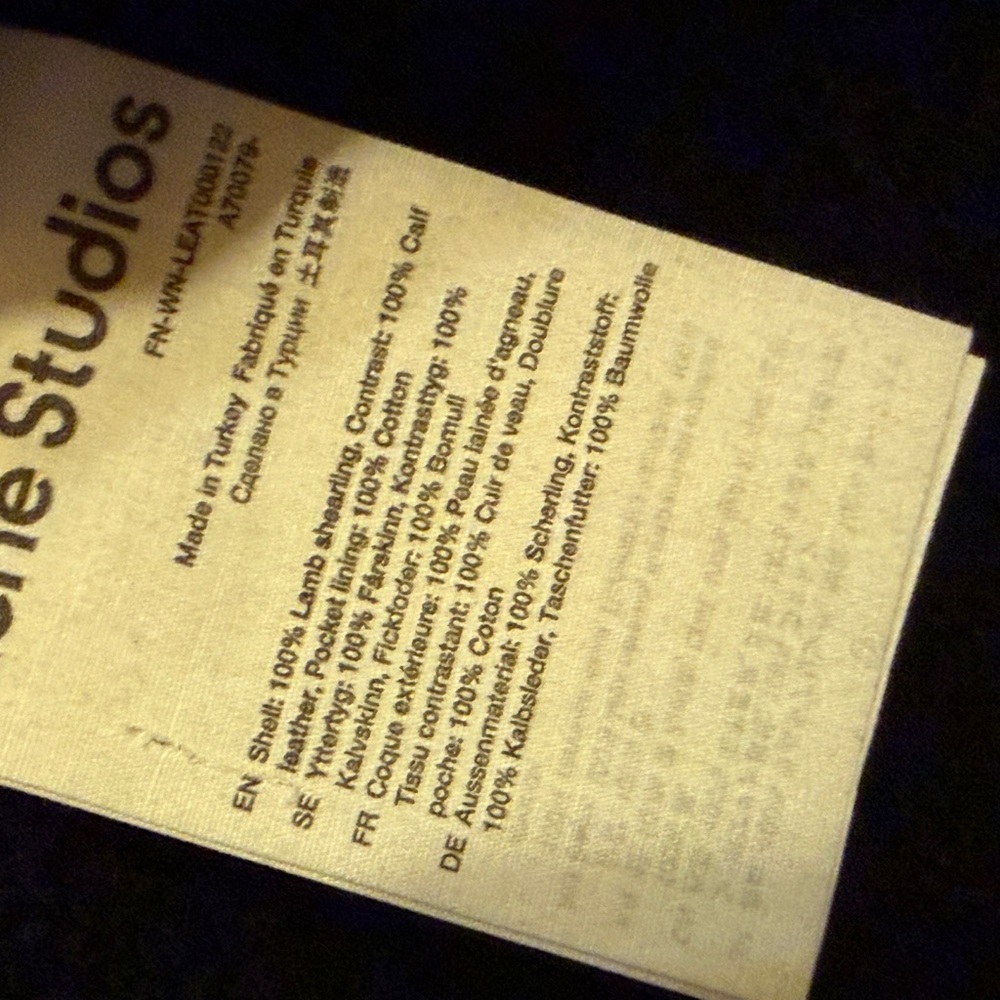 Acne Velocite Black Shearling Jacket Size 34. - Picture 6 of 15